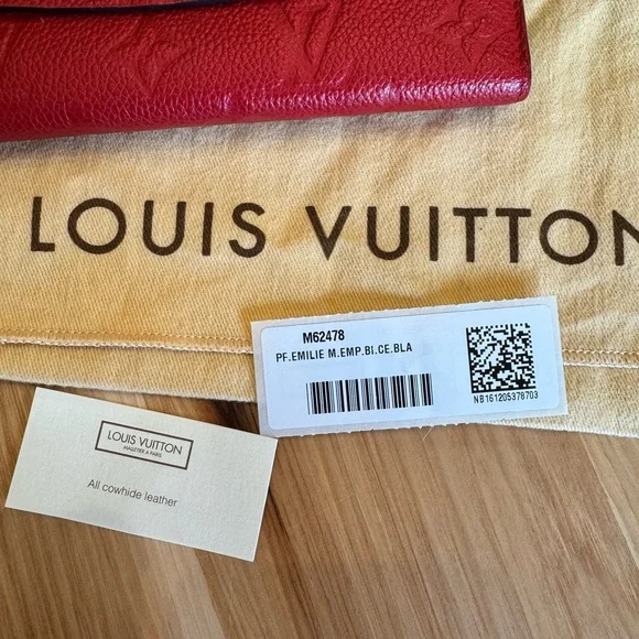 Louis Vuitton Emilie Wallet Cerise Cherry Empreinte Leather Spain w/ COA! - Picture 15 of 16